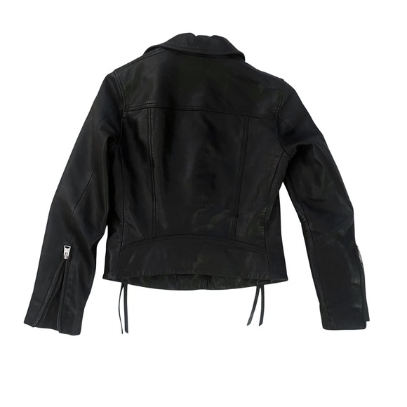 ALLSAINTS Women's Dalby Slim Fit Leather Biker Jacket Black Lamb Leather- Size 4 - Picture 4 of 8